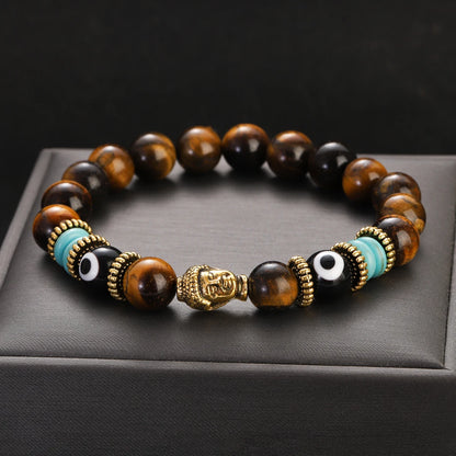 Pulsera de Buda y ojo turco de 10 mm