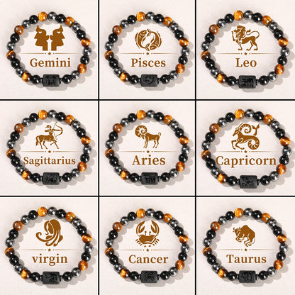 Jd signo do zodíaco pulseira homme 12 constelação pedra natural pulseiras gemini virgem leo libra pulseira feminino masculino amizade presente