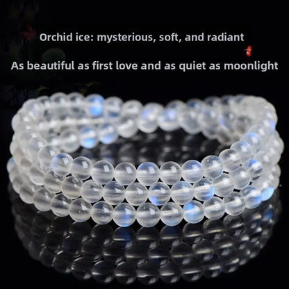Natural moonstone pulseira feminino azul luar vitreo material indiano gelo transbido azul luar arco-íris sorte handstring