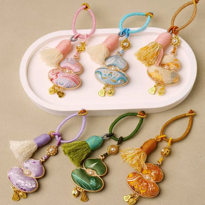 Pingente de cabaça brocado feito à mão bênção estilo chinês tecido borla saco pingente tradicional boa sorte pendurado ornamentos presentes