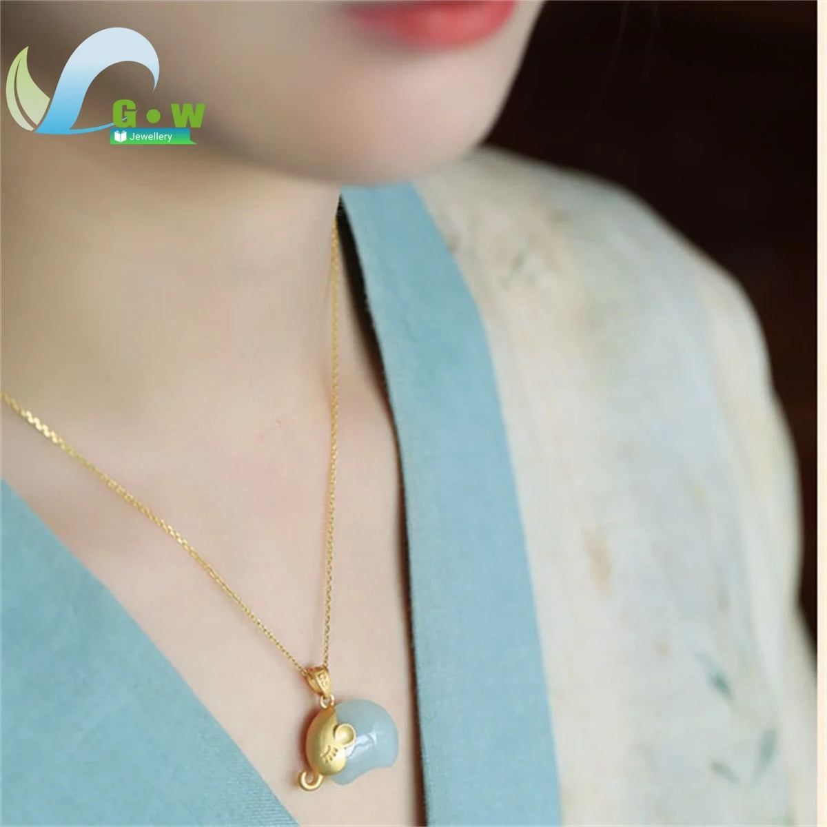 Colar de pingente de elefante de jade cinza Hetian, feito à mão, luxuoso, joias finas femininas, presente para casamento, uso diário, aniversário