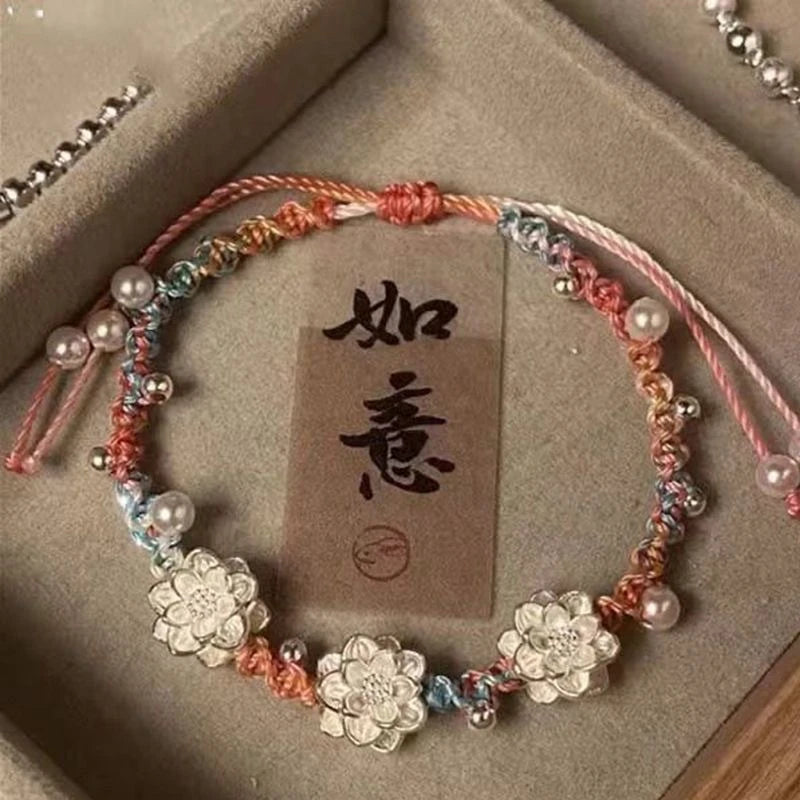 Pulseira amuleto de corda vermelha da sorte, feita à mão, para mulheres, homens, cinábrio, fivela de segurança, corda trançada, festa, amizade, joia, presente