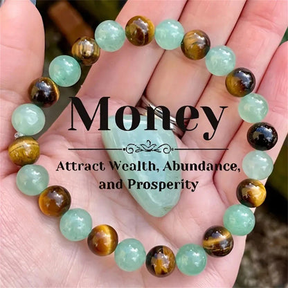 Pulsera Brote: Verde y Ojo de Tigre. Diseño y acabado de la pieza mostrada.