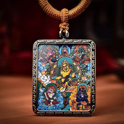 Thangka colar de corda suspensa 5 vias pingente de ouro Deus da riqueza fivela, cadeia de marca tailandesa Buda, corrente de pescoço livre