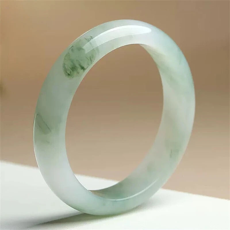 Gelo Transparente Tianshan Jade Pulseira, Pulseira Flor Faixa Larga para Namorada