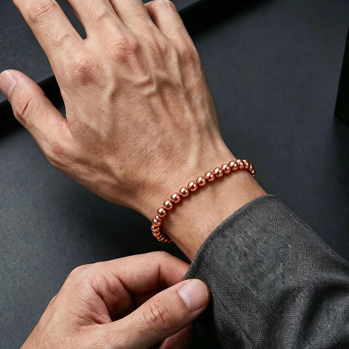 Pulseira de contas de cobre puro ARADOO para mulheres e homens, presentes de joias