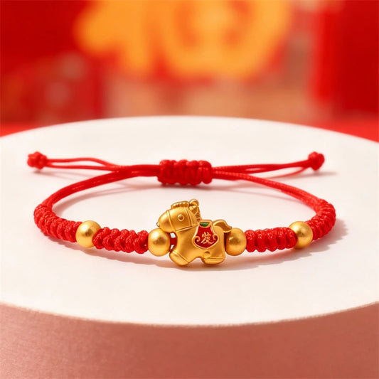 Pulsera Caballo Rojo: Cordón Trenzado. Diseño y acabado de la pieza mostrada.