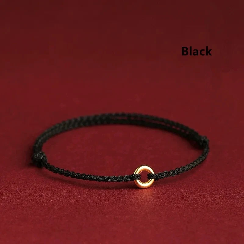 Pulseira Lucky Bead de Cobre trançado à mão, corda vermelha, fivela simples, original étnico, acessório feminino, casal