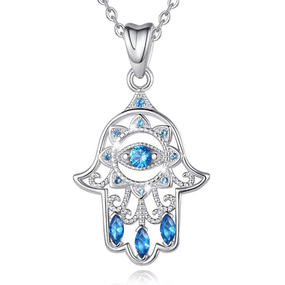Colgante Hamsa con cristal azul