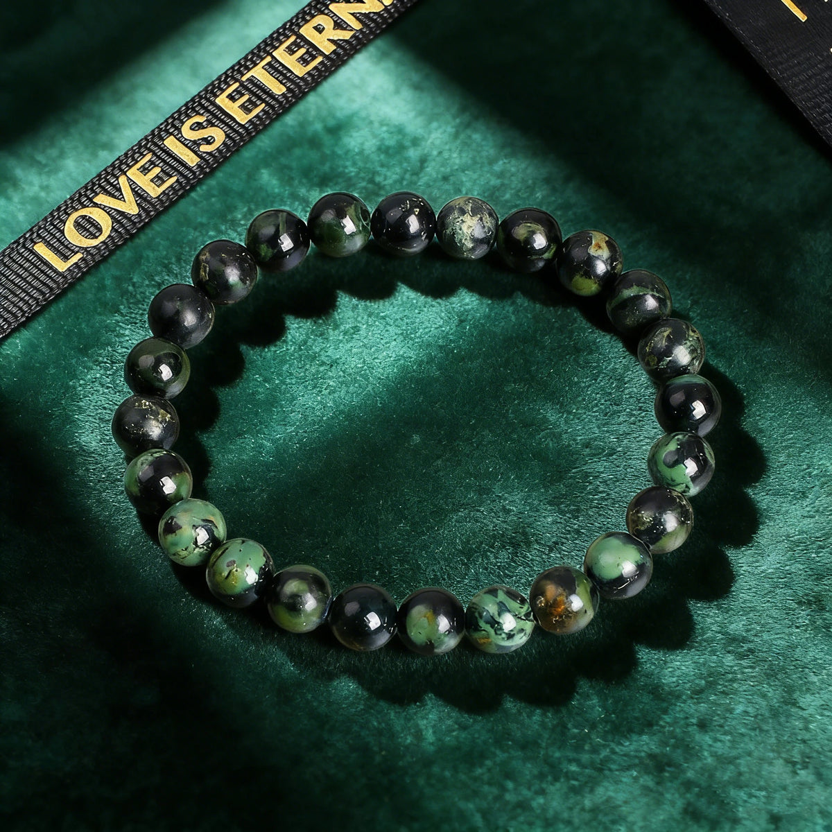 Pulsera Bosque · Cuentas Veteadas