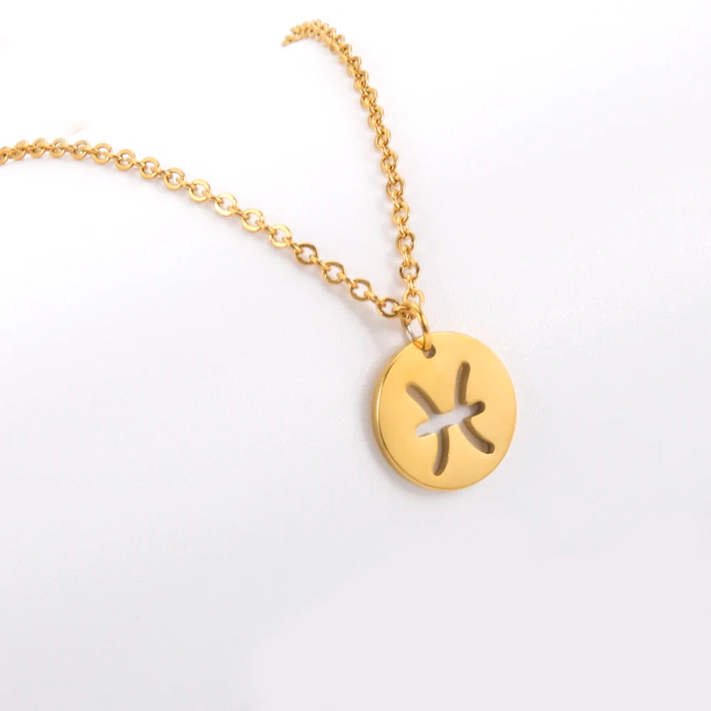 Aço inoxidável estrela signo do zodíaco colares 12 constelação gargantilha pingentes áries libra leo collier presente de aniversário
