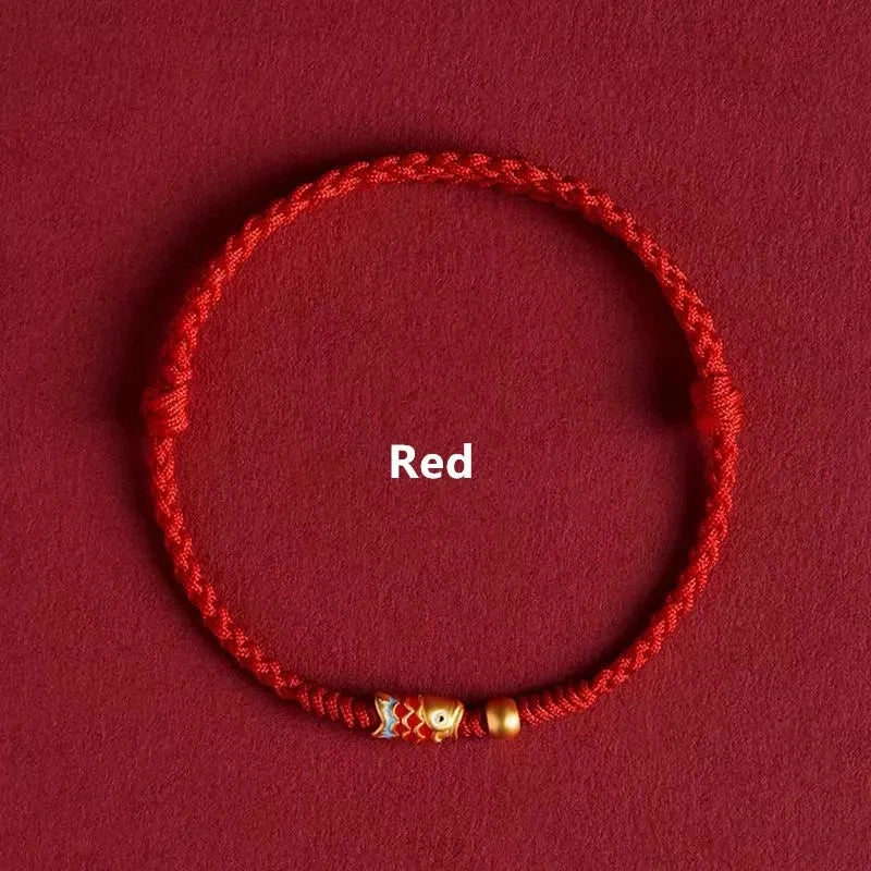 Pulseira Lucky Bead de Cobre trançado à mão, corda vermelha, fivela simples, original étnico, acessório feminino, casal