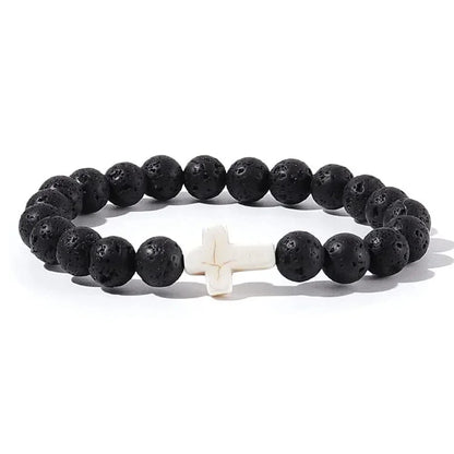 Pulsera Fe · Cuentas con Cruz