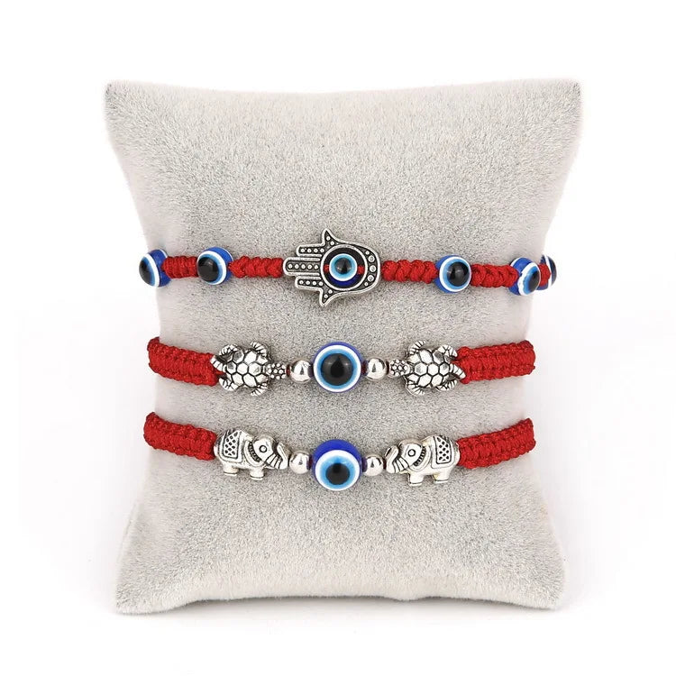 Corda vermelha hamsa mão nazar turco redondo mau olhado macrame pulseira feminina moda kaballah corda da sorte artesanal jóias presente