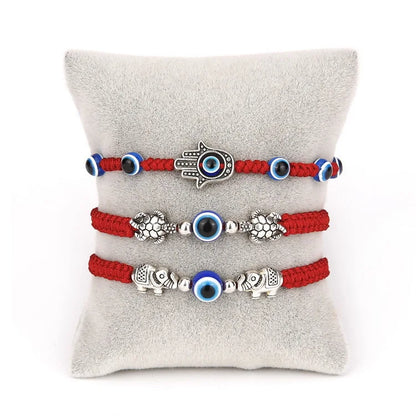 Corda vermelha hamsa mão nazar turco redondo mau olhado macrame pulseira feminina moda kaballah corda da sorte artesanal jóias presente