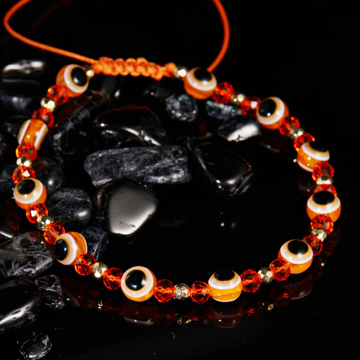 Pulsera trenzada de cristal con ojo turco