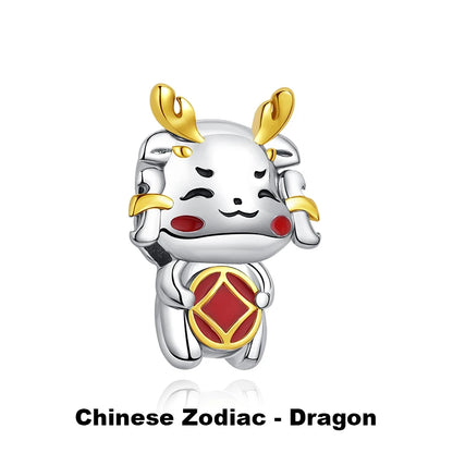 Charms Originais de Prata Esterlina 925, Pingente de Gato da Sorte, Boneca Japonesa, Presente de Ano Novo, Pulseiras e Colares para Mulheres, Joias