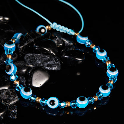 Pulsera trenzada de cristal con ojo turco