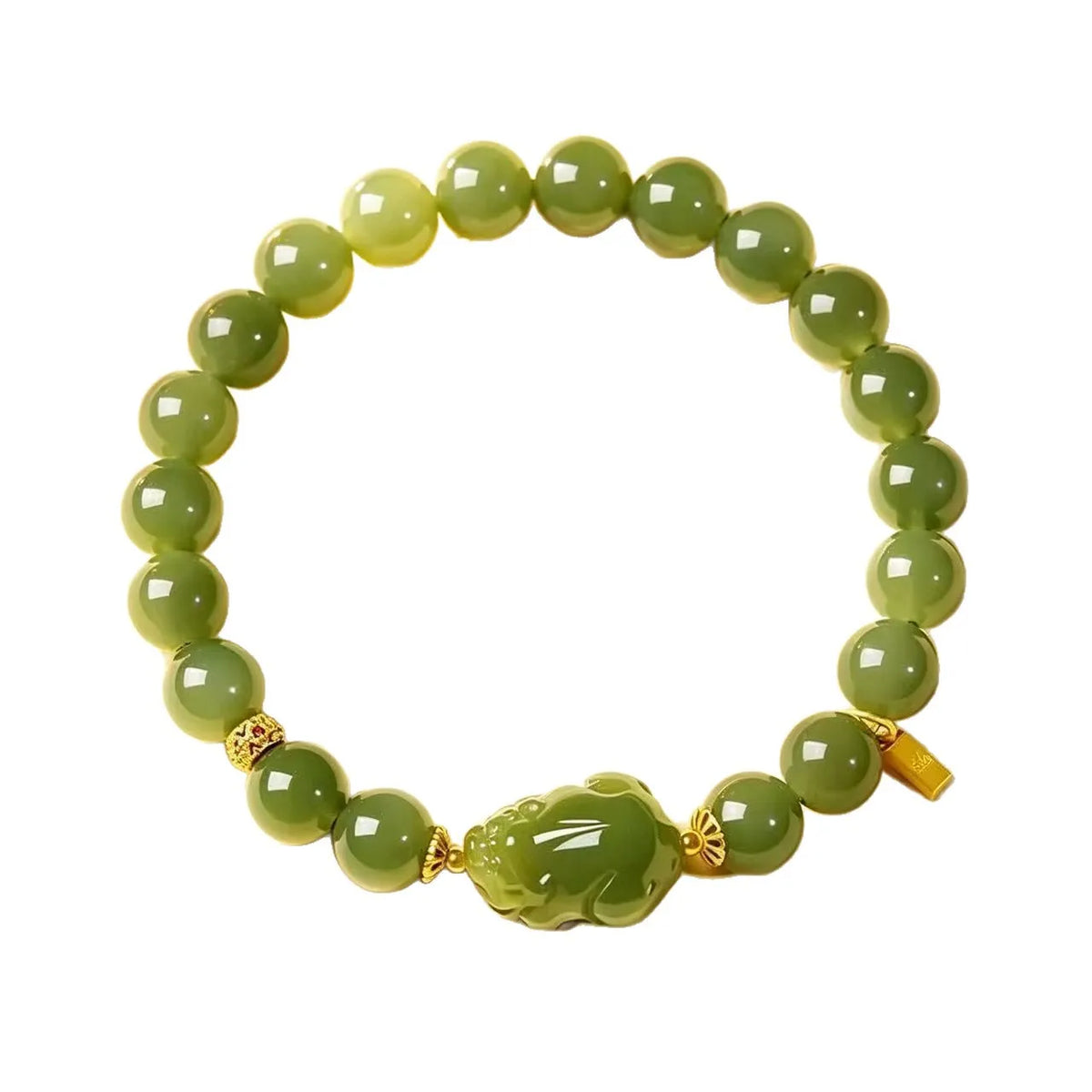 Pulsera Pixiu de jade verde de 8 mm