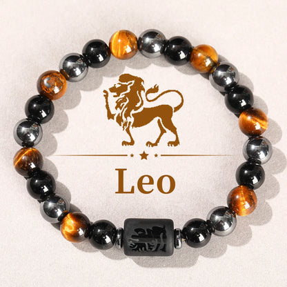 Jd signo do zodíaco pulseira homme 12 constelação pedra natural pulseiras gemini virgem leo libra pulseira feminino masculino amizade presente