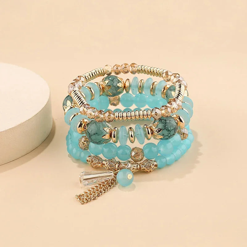 Set Mosaico · Cuatro Pulseras de Vidrio