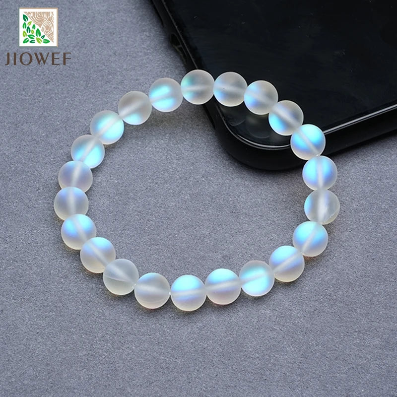 Pulsera blanca de cristal con brillo