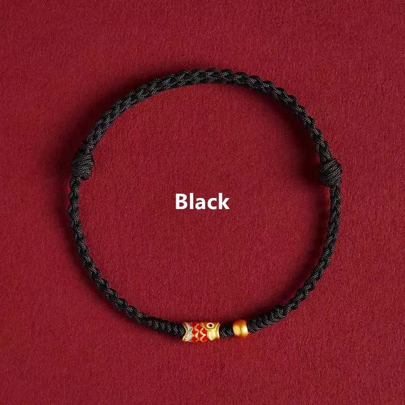 Pulseira Lucky Bead de Cobre trançado à mão, corda vermelha, fivela simples, original étnico, acessório feminino, casal