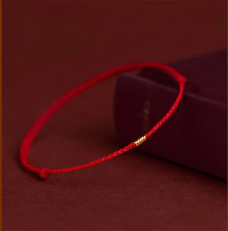 Pulseira Lucky Bead de Cobre trançado à mão, corda vermelha, fivela simples, original étnico, acessório feminino, casal