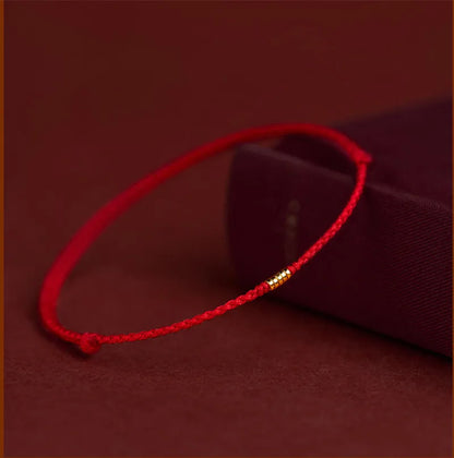 Pulseira Lucky Bead de Cobre trançado à mão, corda vermelha, fivela simples, original étnico, acessório feminino, casal