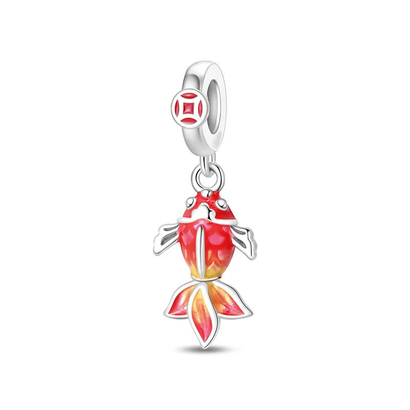 Charms Originais de Prata Esterlina 925, Pingente de Gato da Sorte, Boneca Japonesa, Presente de Ano Novo, Pulseiras e Colares para Mulheres, Joias