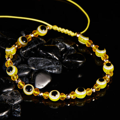 Pulsera trenzada de cristal con ojo turco