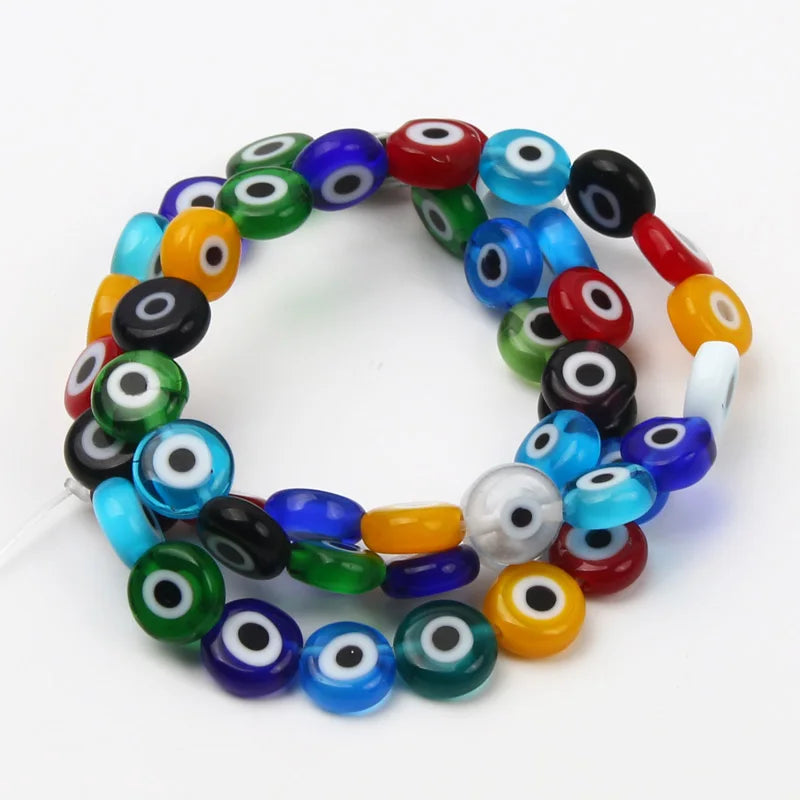 8mm 48 pçs contas de vidro natural liuli pulseira olho contas frisado pulseira feminino masculino jóias amuleto mal nazar olho charme