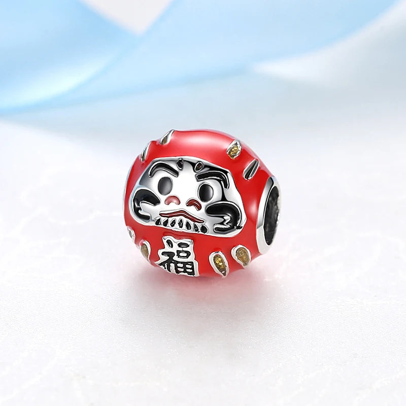 Charms Originais de Prata Esterlina 925, Pingente de Gato da Sorte, Boneca Japonesa, Presente de Ano Novo, Pulseiras e Colares para Mulheres, Joias