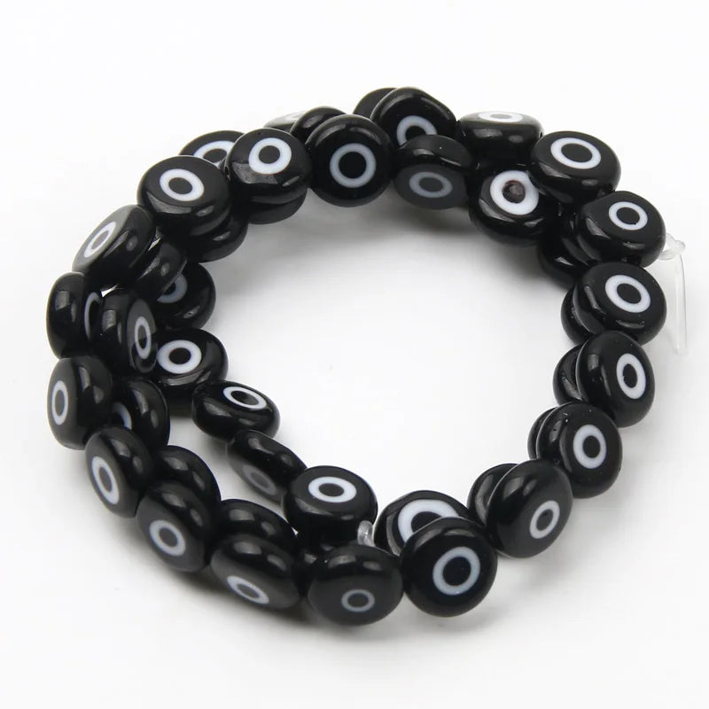 8mm 48 pçs contas de vidro natural liuli pulseira olho contas frisado pulseira feminino masculino jóias amuleto mal nazar olho charme