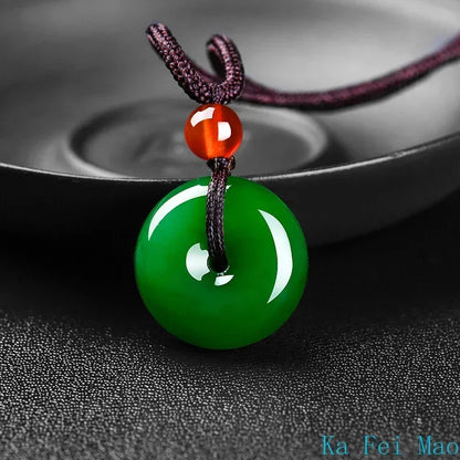 Natural verde jade fivela de segurança pingente colar mão-esculpida charme jadeite jóias moda amuleto presentes para homens mulheres jóias