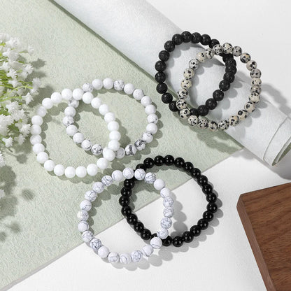 Conjunto de 2 pulseras de piedra de 8 mm
