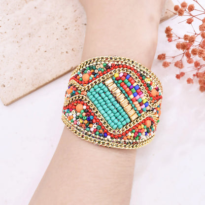 Pulsera bohemia ancha con ojo turco