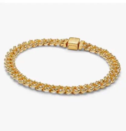 Pulseira de corrente elíptica aberta, trançada, com design de arco-íris, em prata esterlina 925, para mulheres, ideal para festas e casamentos, joia fina.