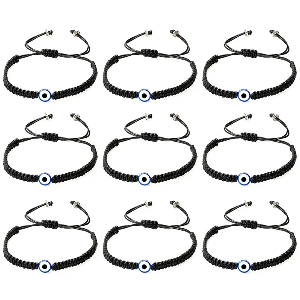 2/12 pçs artesanal turco sorte mau olhado pulseiras para mulheres homens olhos azuis trançado corda vermelha sorte pulseira amizade jóias