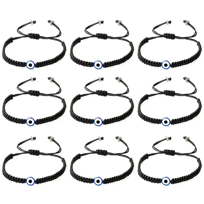 2/12 pçs artesanal turco sorte mau olhado pulseiras para mulheres homens olhos azuis trançado corda vermelha sorte pulseira amizade jóias