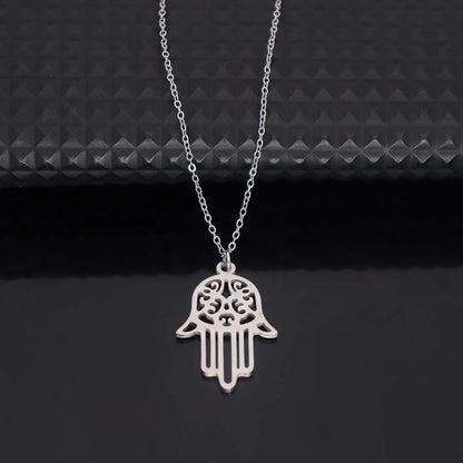 Moda aço inoxidável palma pingente colar Hamsa palma versátil pingente clavícula corrente acessórios femininos