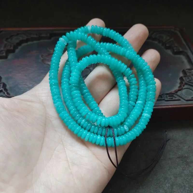 Colar Mala de 108 Contas Redondas Azul Turquesa Brilhante, Contas de Oração Budista com Pedra Preciosa Ciano para Meditação