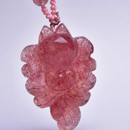 1 peça de pingente de quartzo natural em formato de raposa, polido, para reiki, cristal de cura, joia, presente, decoração de rocha.