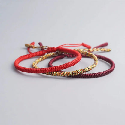 1PC/3PCs Pulseira de Moda com Trama de Corda Vermelha Tibetana e Nós Budistas