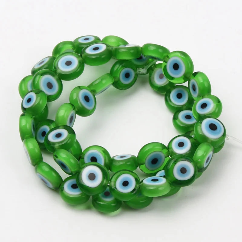8mm 48 pçs contas de vidro natural liuli pulseira olho contas frisado pulseira feminino masculino jóias amuleto mal nazar olho charme