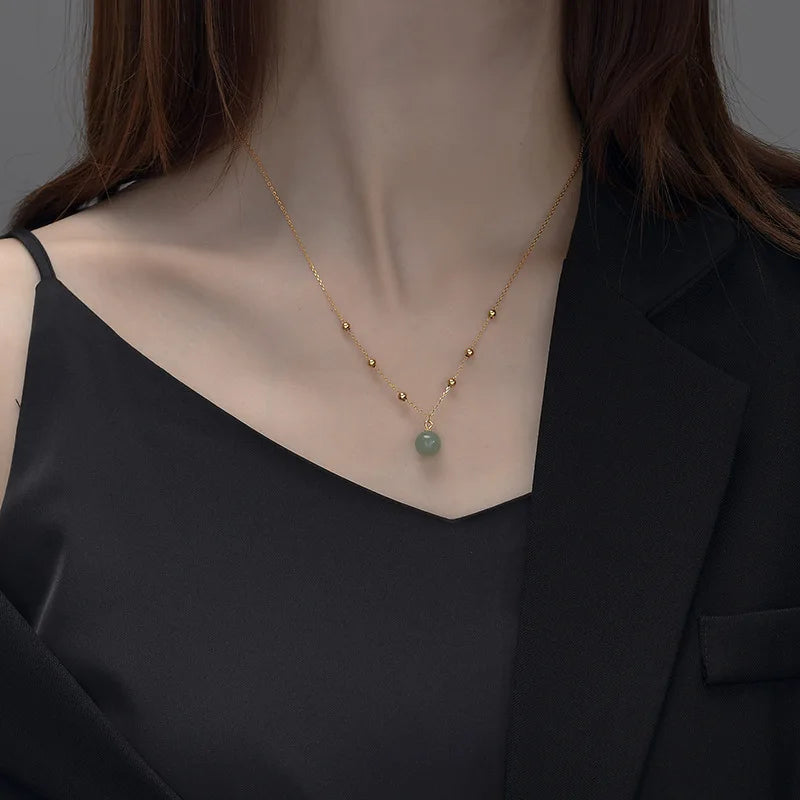 Colares de prata esterlina 925 para mulheres, com pingente de jade, cor dourada, corrente ajustável, joias de luxo, presente romântico.
