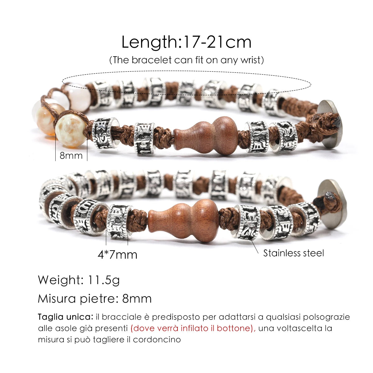 Pulsera Calabaza Ancestral · Cuentas Grabadas