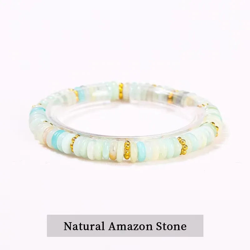 Pedra natural verde aventurina rosa quartzo plana espaçador contas pulseira feminino masculino cura espiritual pulseira elástica jóias presente