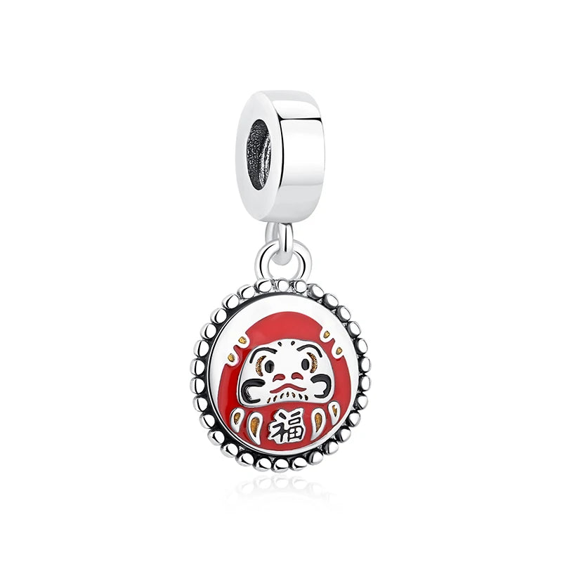 Pingentes de Prata Esterlina 925 Gato da Sorte Ano Novo Chinês Contas para Pulseiras e Colares Femininos Joias