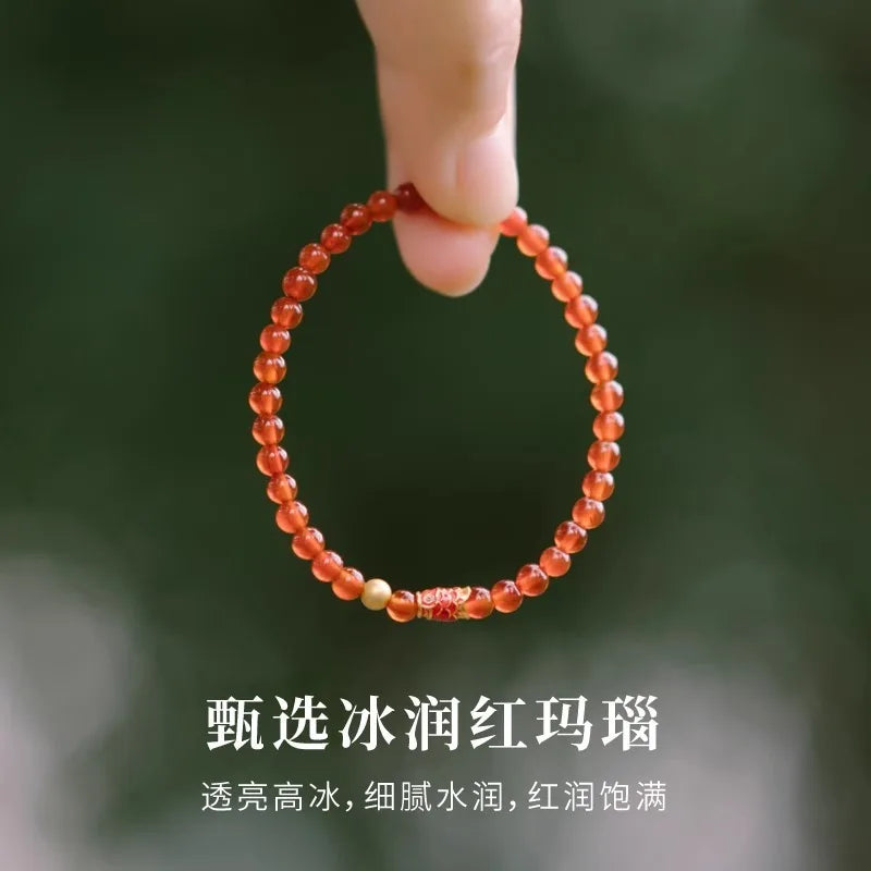Pulsera de ágata roja con koi